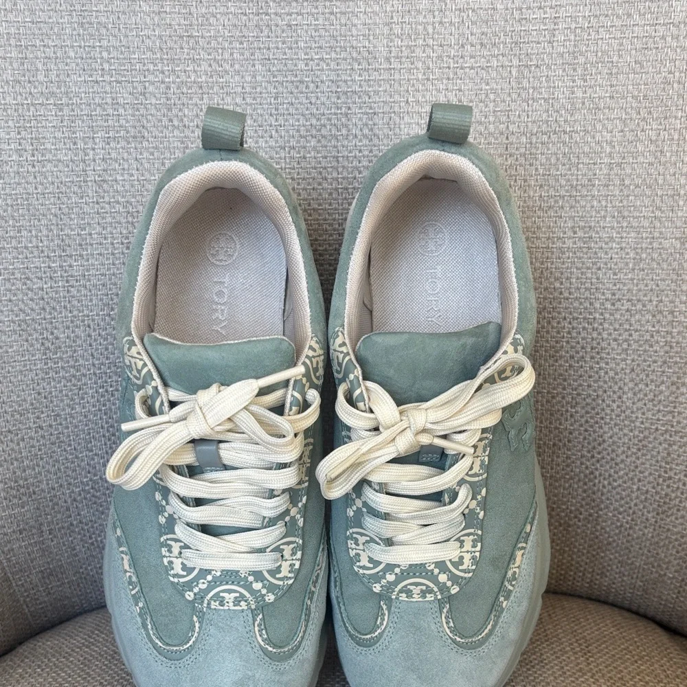 Tory Burch Women's Sneakers in sage green and White - Picture 2 of 8